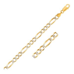 14K Yellow Gold Solid Pave Figaro Chain 7 mm