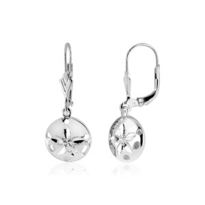 Sterling Silver Sand Dollar Dangle Earrings Polished