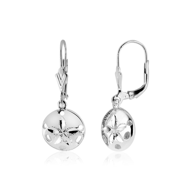 Sterling Silver Sand Dollar Dangle Earrings Polished
