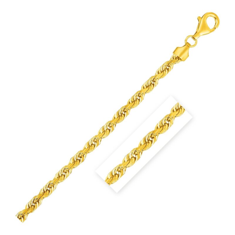 6.0mm 14k Yellow Gold Solid Diamond Cut Rope Chain