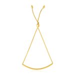 14k Yellow Gold Smooth Curved Bar Lariat Design Bracelet (0.80 mm)