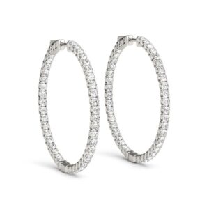 2 Ct Inside Out Diamond Hoop Earrings 14k White Gold