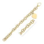 Heart Tag with Rolo Link Bracelet in 14K Yellow Gold (11.40 mm)