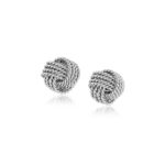 Sterling Silver Love Knot Stud Earrings Textured (9mm)