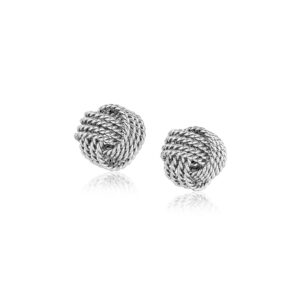 Sterling Silver Love Knot Stud Earrings Textured (9mm)