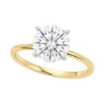 3 Carat Round Lab Grown Diamond Solitaire Ring 10K Yellow Gold IGI G/VS1 Certificated