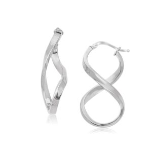 14k White Gold Twist Hoop Earrings Polished