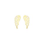 Angel Wings Stud Earrings 14k Yellow Gold Polished