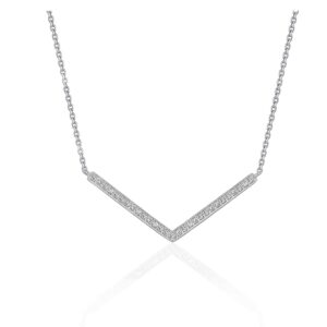 Diamond Chevron Pendant Necklace 0.3 Carat 14k White Gold