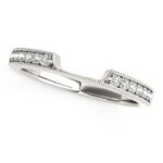 Curved Section Vintage Style Diamond Wedding Band 1/8 carat 14k White Gold