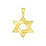 14k Yellow Gold Textured Star of David Pendant