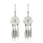 925 Sterling Silver Dream Catcher Dangle Earrings