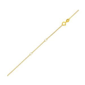 14k Solid Gold Thin Diamond Cut Cable Chain Necklace Double Extendable