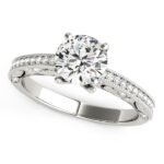 1.1 Ct Antique Pronged Round Diamond Engagement Ring 14k White Gold