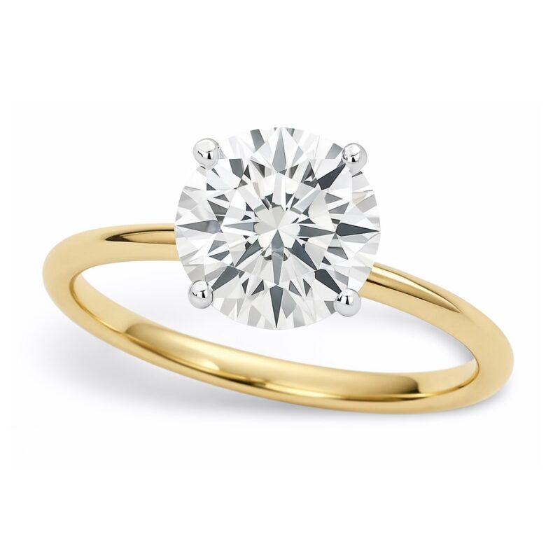 1.5 Carat Round Lab GrownDiamond Solitaire Ring 14K Yellow Gold IGI G/VS1