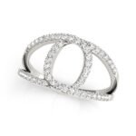 Diamond Loop Double Band Ring 1/2 carat 14k White Gold