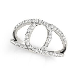 Diamond Loop Double Band Ring 1/2 carat 14k White Gold