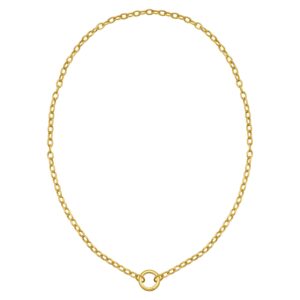 14K Gold Push Lock Charm Necklace 4.20 mm 18 inch 45 cm