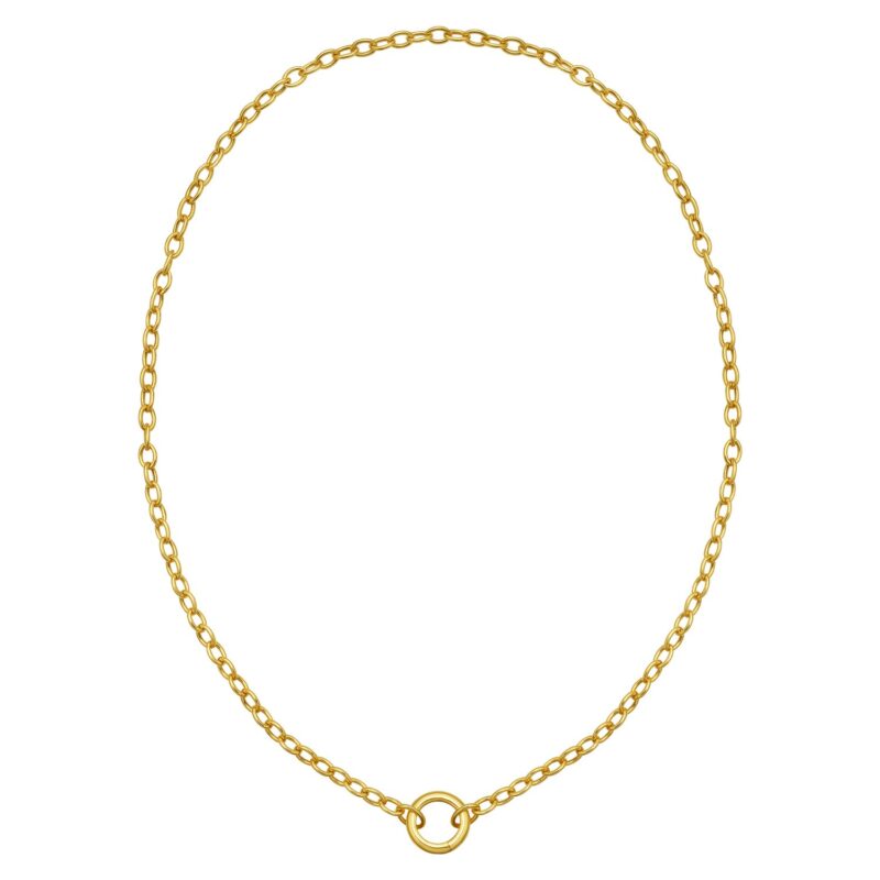 14K Gold Push Lock Charm Necklace 4.20 mm 18 inch 45 cm