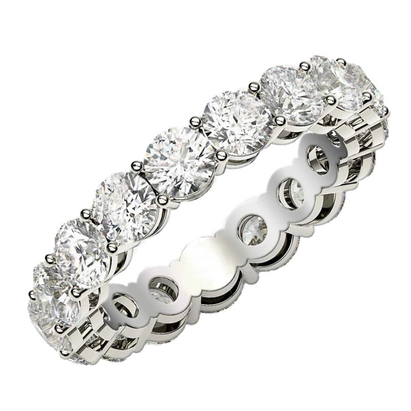 3 Carat Round Cut Lab Grown Diamond Eternity Ring 14k White Gold FG/VS2