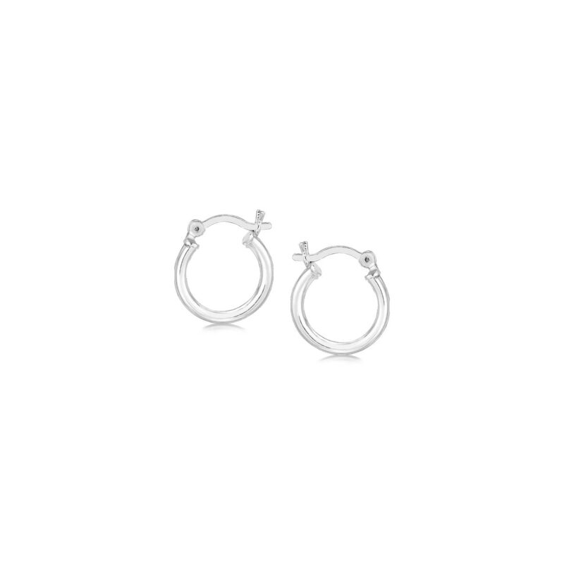 Thin and Small Hoop Earrings Sterling Silver Rhodium Plated Polished (2x10mm)