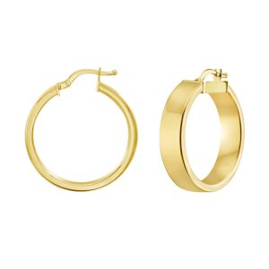 Medium Tube Shaped Hoop Earrings 14K Yellow Gold