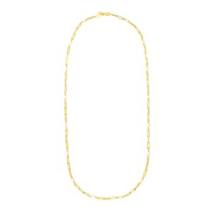 14k Yellow Gold Paperclip Chain and Pearl Necklace
