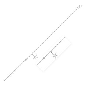 Starfish Anklet and Cubic Zirconia Sterling Silver