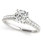 1.3 Carat Single Row Band Diamond Engagement Ring 14k White Gold
