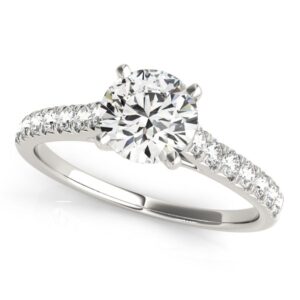 1.3 Carat Single Row Band Diamond Engagement Ring 14k White Gold