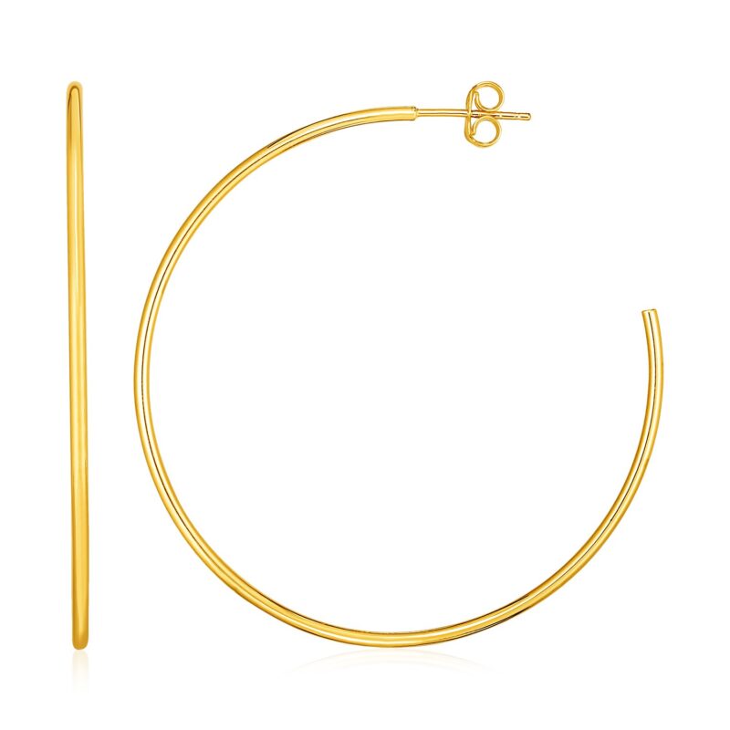 14k Large Hoop Earrings Polished Yellow Gold (1.5x50mm)
