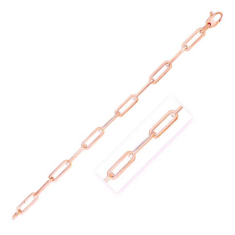 14K Rose Gold Wide Paperclip Chain 6.10 mm 18 inch 45 cm