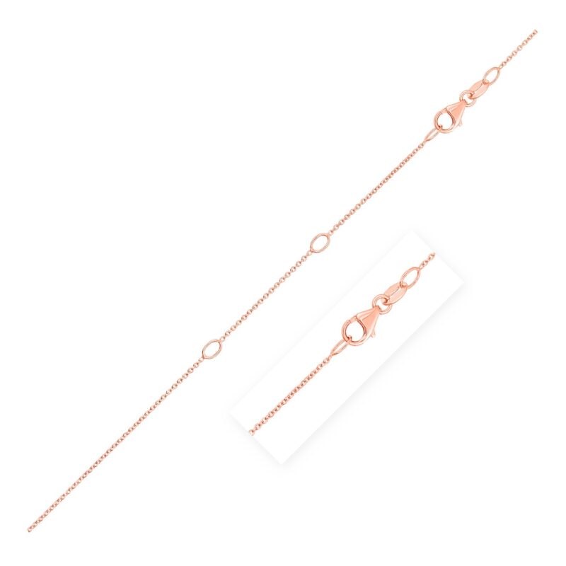 Double Extendable Cable Chain 14k Rose Gold (0.85 mm)