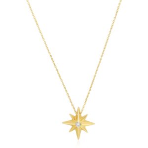 14k Yellow Gold North Star Necklace High Polish
