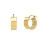 Small Tube Shaped Hoop Earrings 14K Yellow Gold