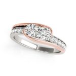 0.75 Carat Two Stone Diamond Ring 14k White And Rose Gold