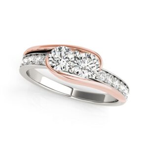 0.75 Carat Two Stone Diamond Ring 14k White And Rose Gold