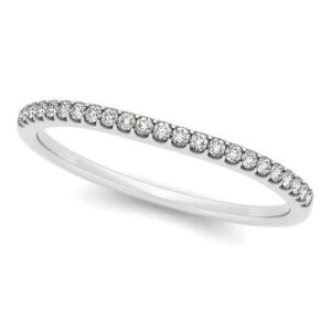 Scallop Round Diamond Wedding Band 1/10 cttw 14k White Gold