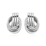 Polished Love Knot Earrings with Interlocking Rings in Sterling Silver (15mm)