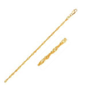 14k Yellow Gold Singapore Chain Necklace with Lobster Clasp 1.8 mm