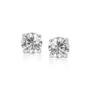 Sterling Silver Round CZ Stud Earrings (8mm)