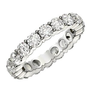 Round Cut Lab Grown Diamond Eternity Ring 2 Carat 14k White Gold