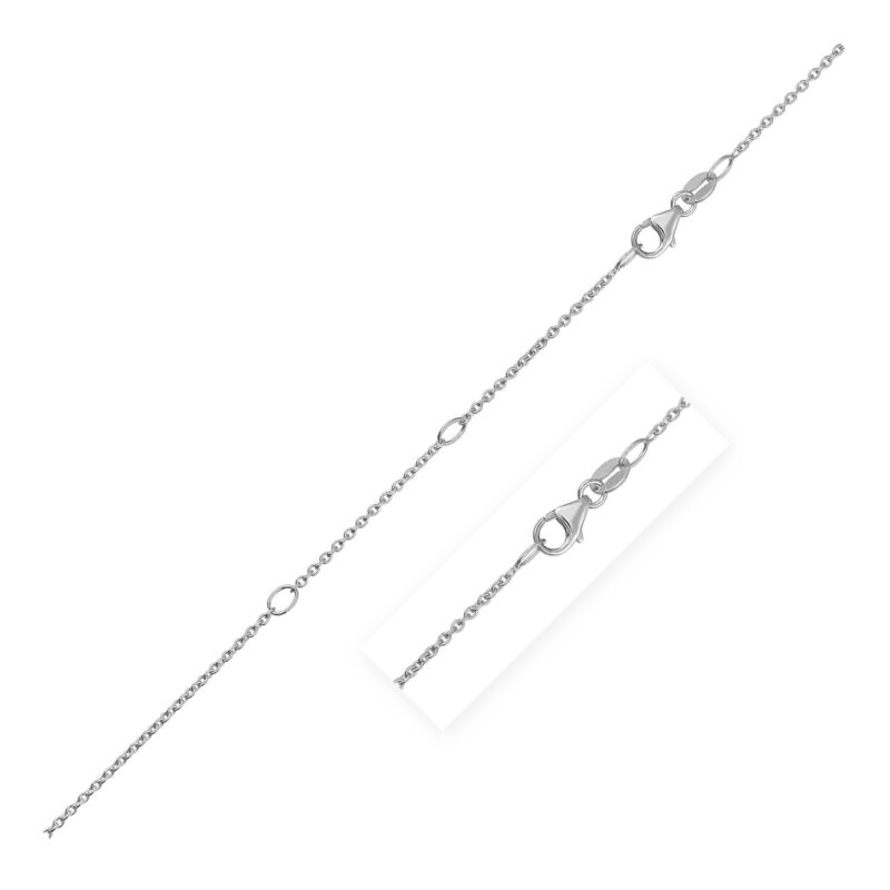 Double Extendable Cable Chain 14k White Gold (1.20 mm) 16 to 18 inches (40.64 cm to 45.72 cm)