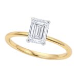 1.5 Ct Emerald Lab Grown Diamond Ring 14K Yellow Gold IGI G/VS1
