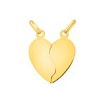 14K Gold Broken Heart Pendant Double Bail Without Chain