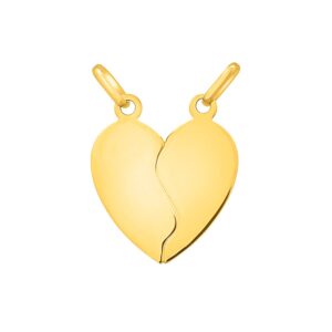 14K Gold Broken Heart Pendant Double Bail Without Chain
