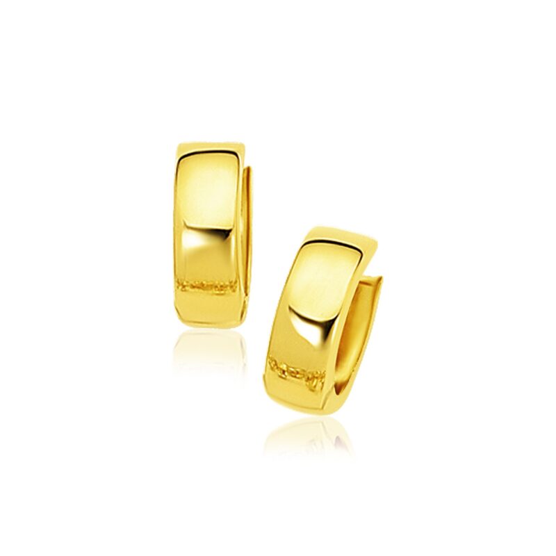 14k Yellow Gold Snuggable Hoop Earrings Small