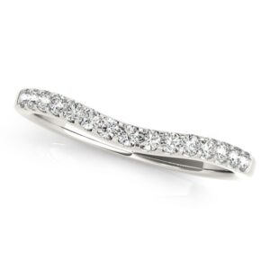 Round Pave Curvy Diamond Wedding Band 1/4 carat 14k White Gold