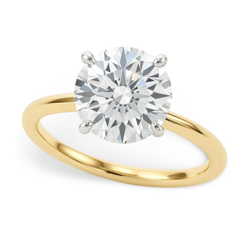 2 Carat Round Lab Grown Diamond Solitaire Ring 10K Yellow Gold IGI G/VS1