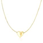 14k Yellow Gold Chain Necklace with Sliding Puffed Heart Charm 14k Yellow Gold Chain Necklace with Sliding Puffed Heart Charm